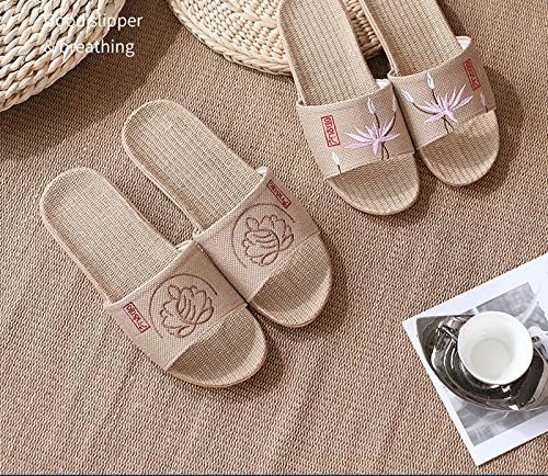 Тапочки Hwayslon Flax Унисекс Лен Летние Пляжные Обувь Легкие Нескользящие Домашние Тапочки Дышащие Сандалии, коричневый — фото 2