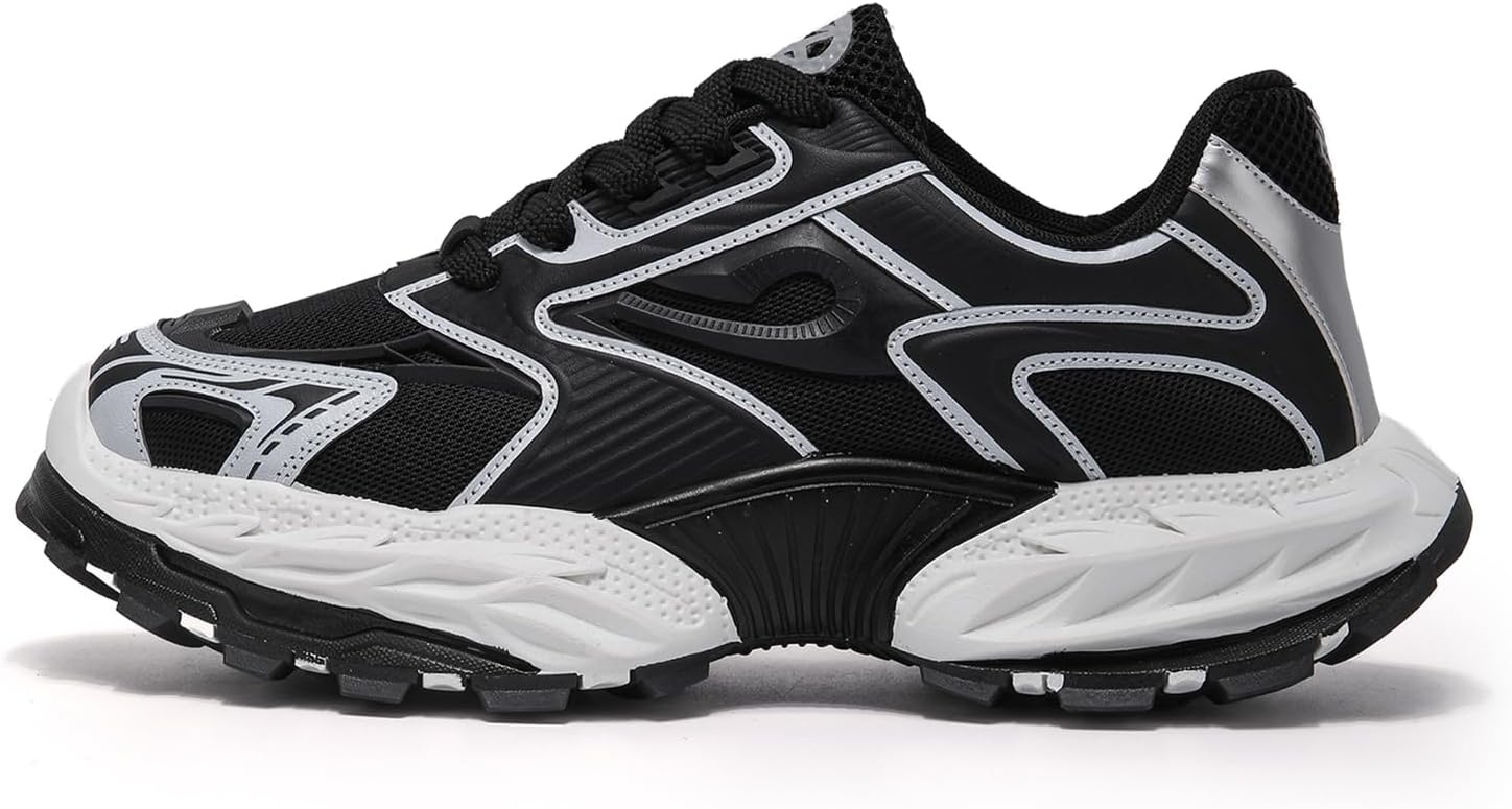 

Спортивные кроссовки для бега, массивные сетчатые кроссовки с серебристыми акцентами, тренировочные спортивные обуви, доступны в белом, красном и черном цветах Generic