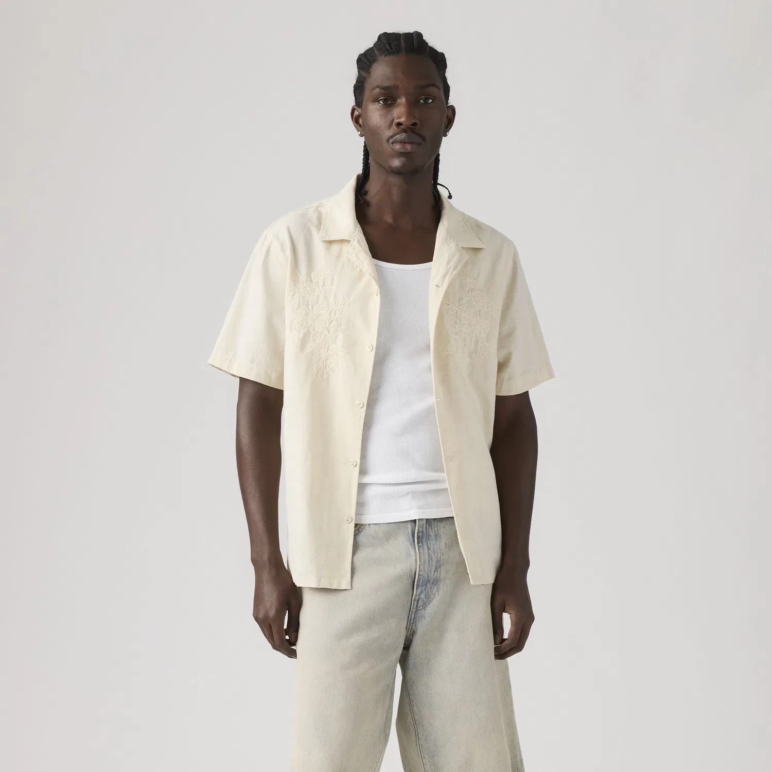 Рубашка из хлопка и льна Sunset Camp Levi's, White — фото 3