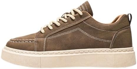 

Мужские стильные кеды однотонного цвета - удобные, с нескользящей подошвой, шнуровкой, с толстой подошвой для носки в любое время года, Прочная резиновая подошва и стелька из EVA, Идеально для повседневной носки и уличного стиля Fmshi, хаки