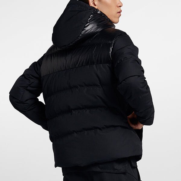 Пуховик Air Jordan protection against cold Stay Warm hooded Basketball Sports Down Jacket Black, черный — фото 4