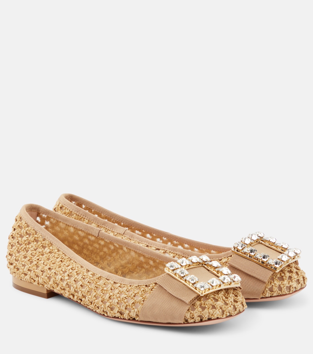 Балетки Très Vivier с эффектом рафии Roger Vivier, Neutrals