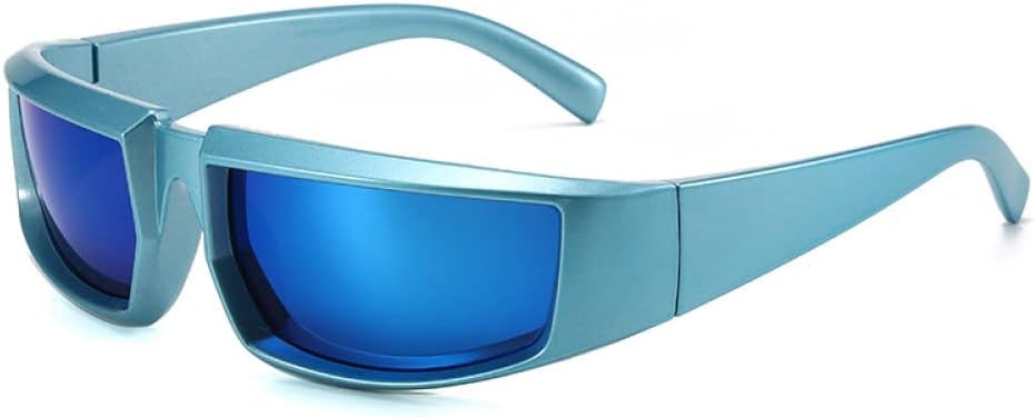 

Солнцезащитные очки в стиле стимпанк, серебристые, для женщин, с зеркальными линзами, для мужчин, в стиле панк, унисекс, для активного отдыха, с защитой от УФ-излучения UV400 MTZJH, Blue