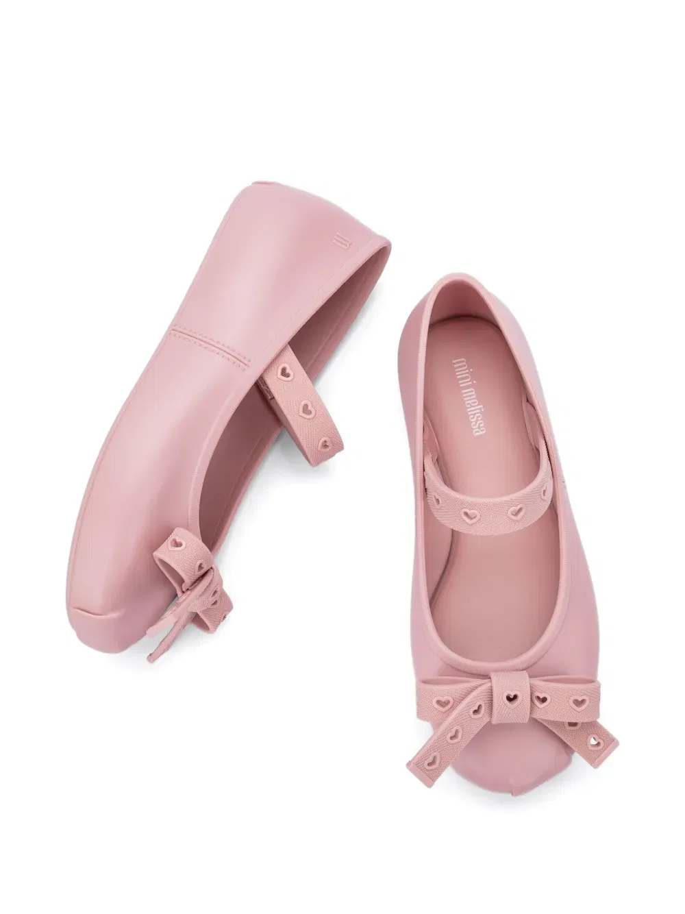 Балетки с бантом в форме сердца, украшенным аппликацией Mini Melissa, розовый — фото 3