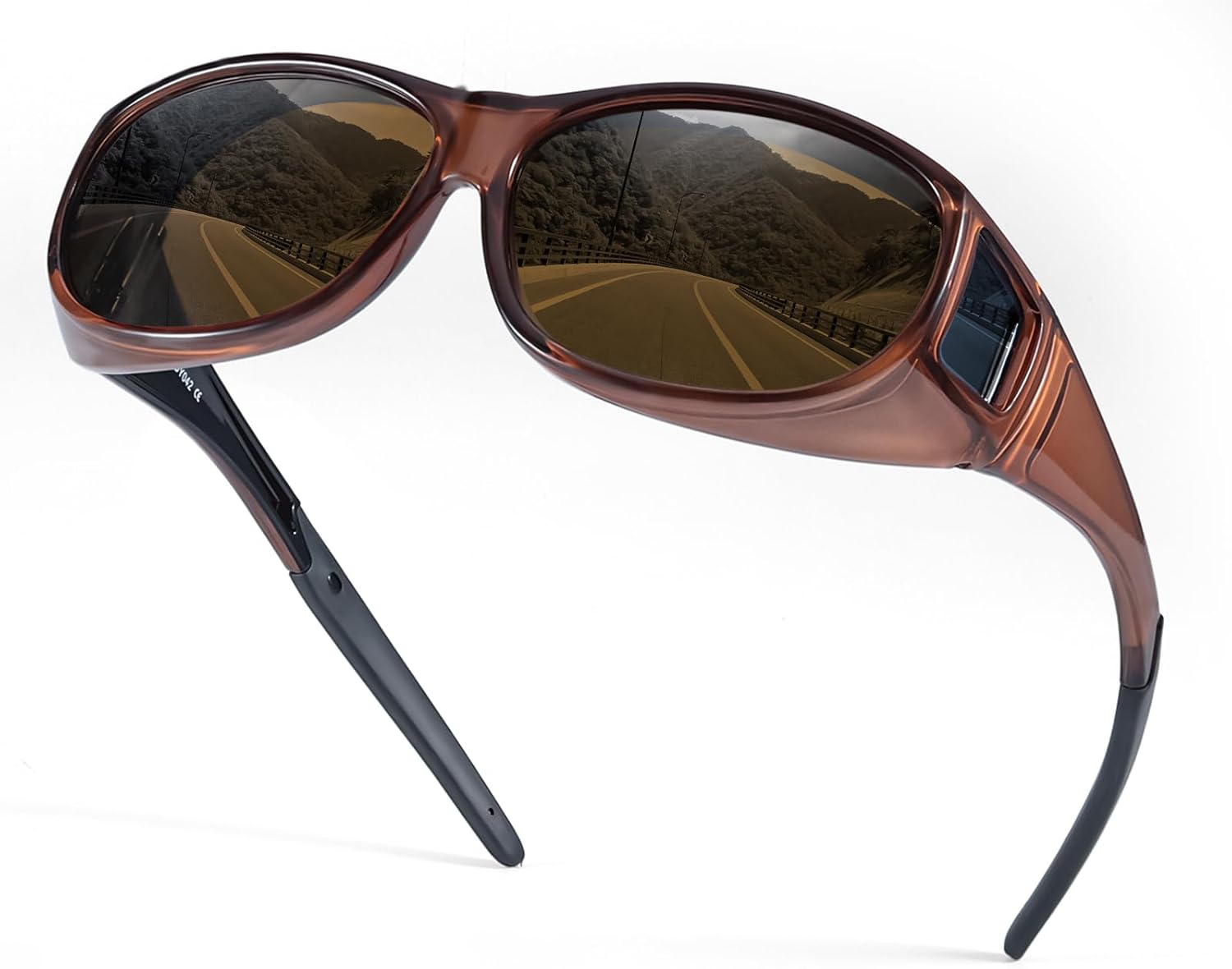 

Поляризованные солнцезащитные очки, надеваемые поверх обычных очков, для женщин и мужчин, стильные, с защитой от УФ-излучения, идеально подходят для вождения Thryvox, B02 Brown Frame Brown Lens