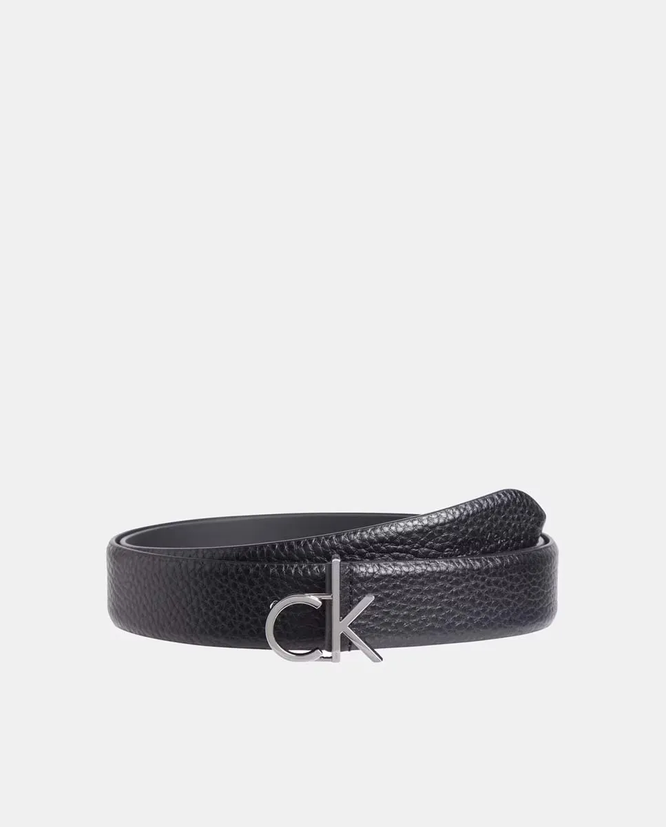 

Ремень из текстурированной кожи с логотипом Calvin Klein, чёрный