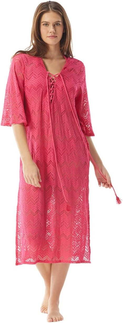 

Купальник Vince Camuto Crochet Caftan Cover-Up, цвет Dragon Fruit