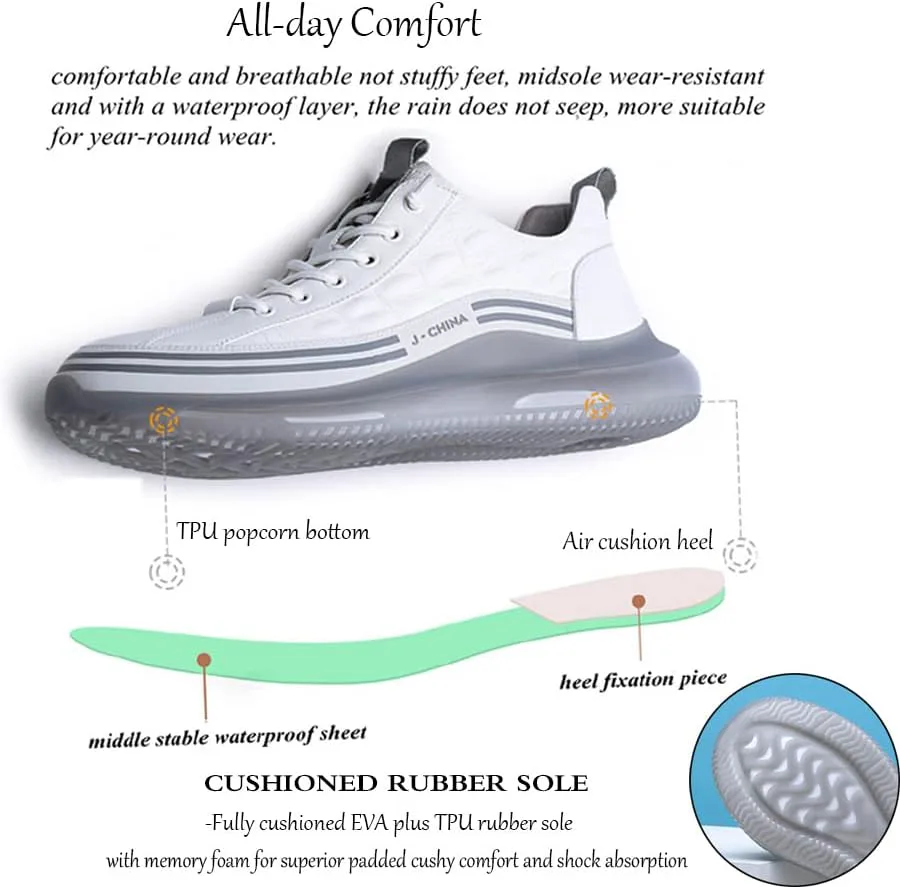 

Мужские кроссовки из коровьей кожи с анималистичным принтом, воздушной подушкой, эластичные, высокие, мягкая кожа, поднимающие рост, с нескользящей подошвой, на шнуровке, повседневные CrazySavage, белый