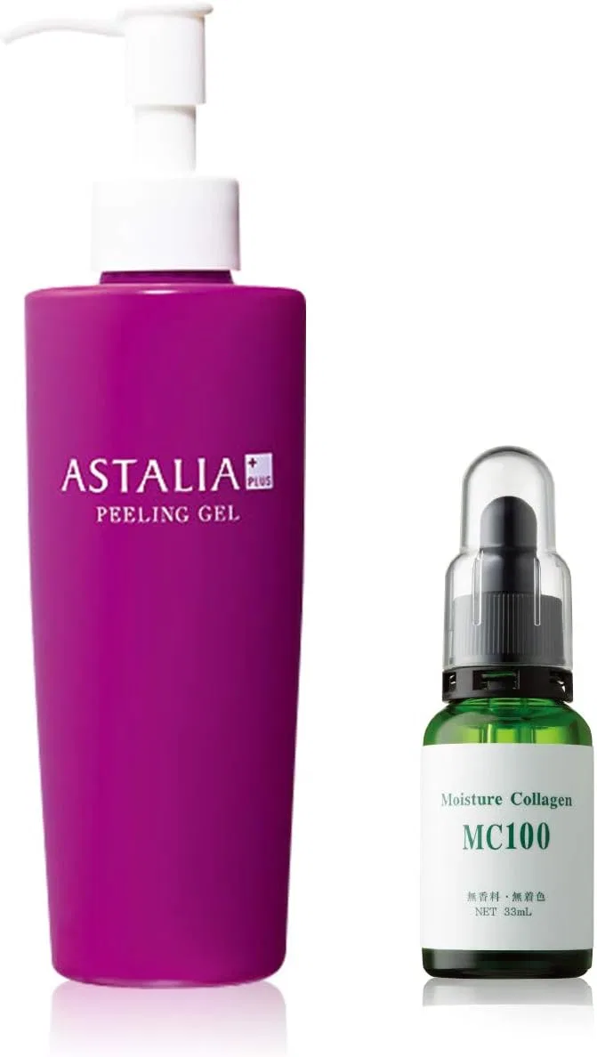 Набор пилинг-гель и сыворотка с коллагеном EBiS Astaria Peeling Gel DX 200 г + Collagen Solution 33 мл