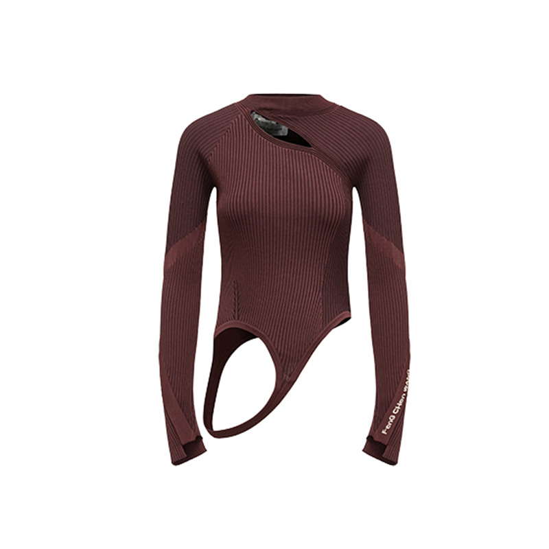 

Вырез лодочка вязаный топ Feng Chen Wang, Russet