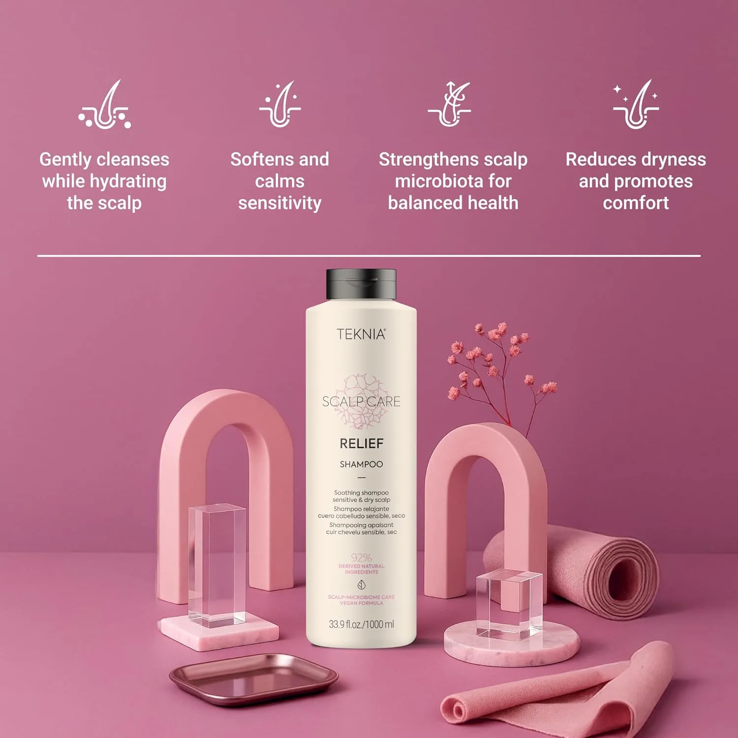 Успокаивающий шампунь для кожи головы LAKMÉ Teknia Scalp Care Relief, для сухой кожи головы, 33,8 жидких унций. 1000 мл — фото 4