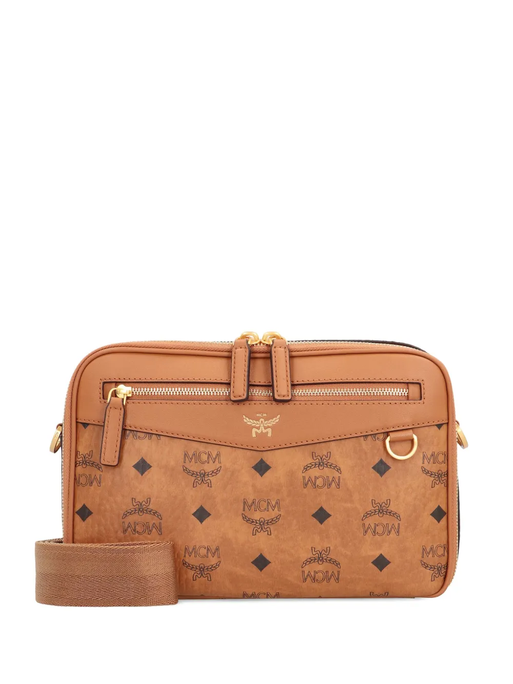 

Сумка-мессенджер на молнии с логотипом Mcm, бежевый