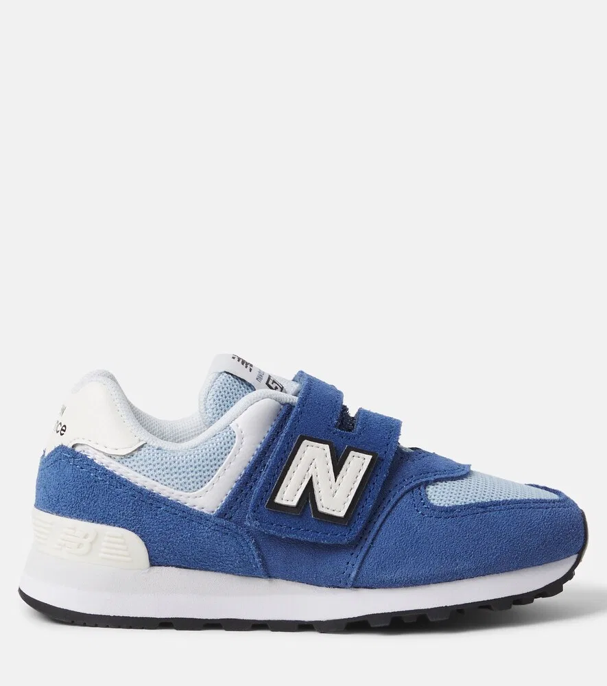 574 Замшевые кроссовки на липучке New Balance Kids, синий — фото 3