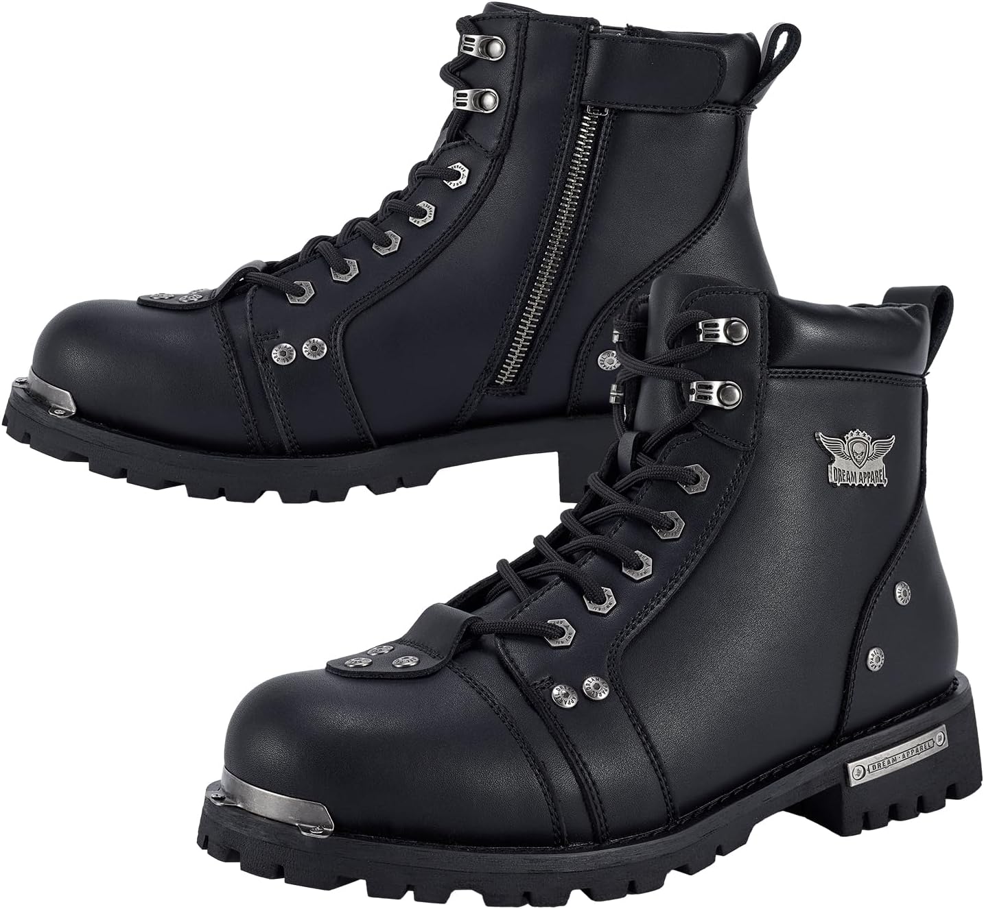 

Мотоциклетные ботинки GARGOYLE BELLS для мужчин, из искусственной кожи, армейские ботинки для мужчин, на шнуровке и с боковой молнией (черные, американская система размеров обуви, взрослые, женские, числовая, средний размер, 10)