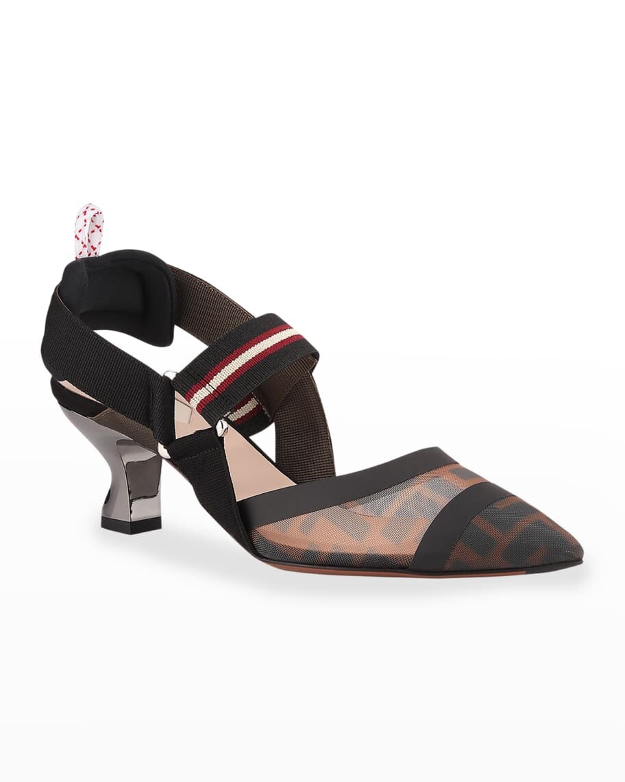 Туфли-лодочки Colibri Runway Mesh FF с ремешком на пятке Fendi — фото 3