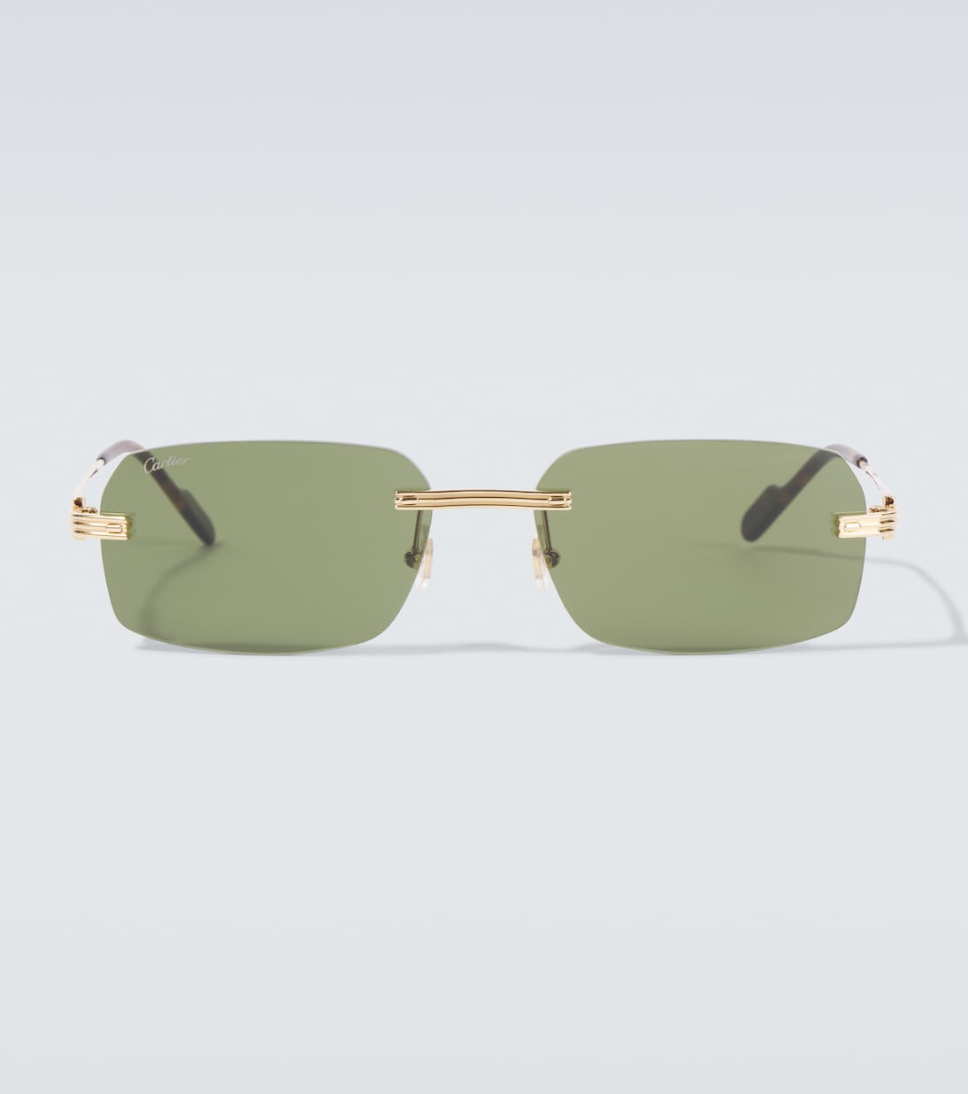 

Солнцезащитные очки Première De Cartier прямоугольной формы Cartier Eyewear Collection, Gold-Gold-Green