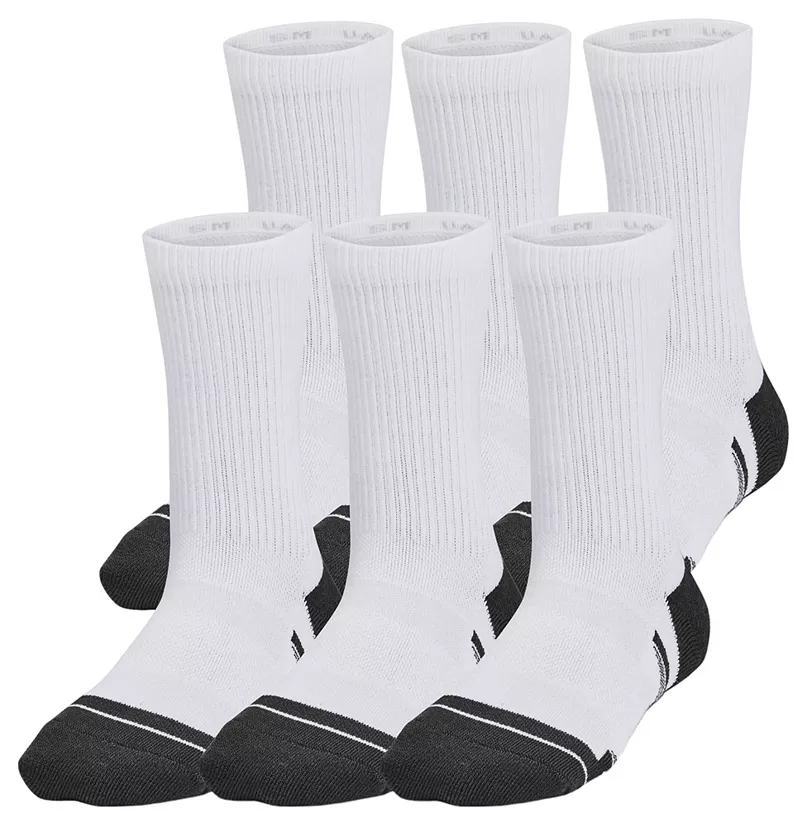 

Носки Under Armour Youth Performance Tech Crew — 6 шт, белый/серый