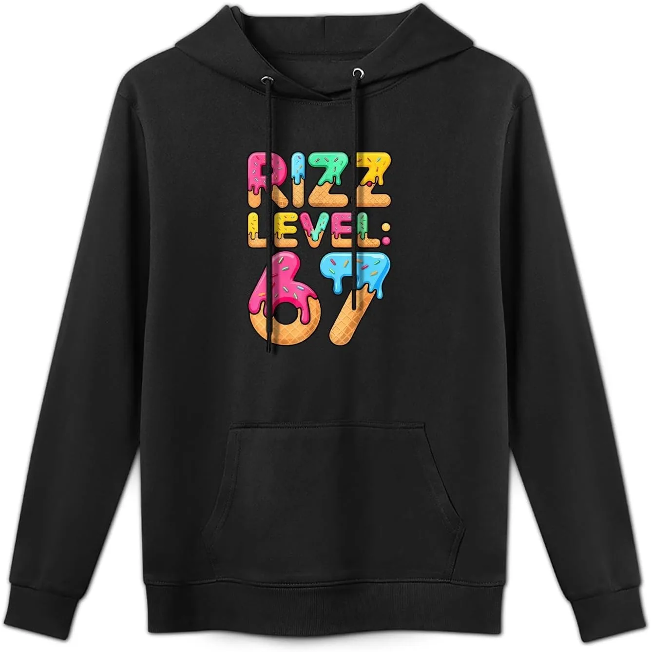 Толстовка с принтом "Rizz Level 67 Ice Cream Drip" — фото 2