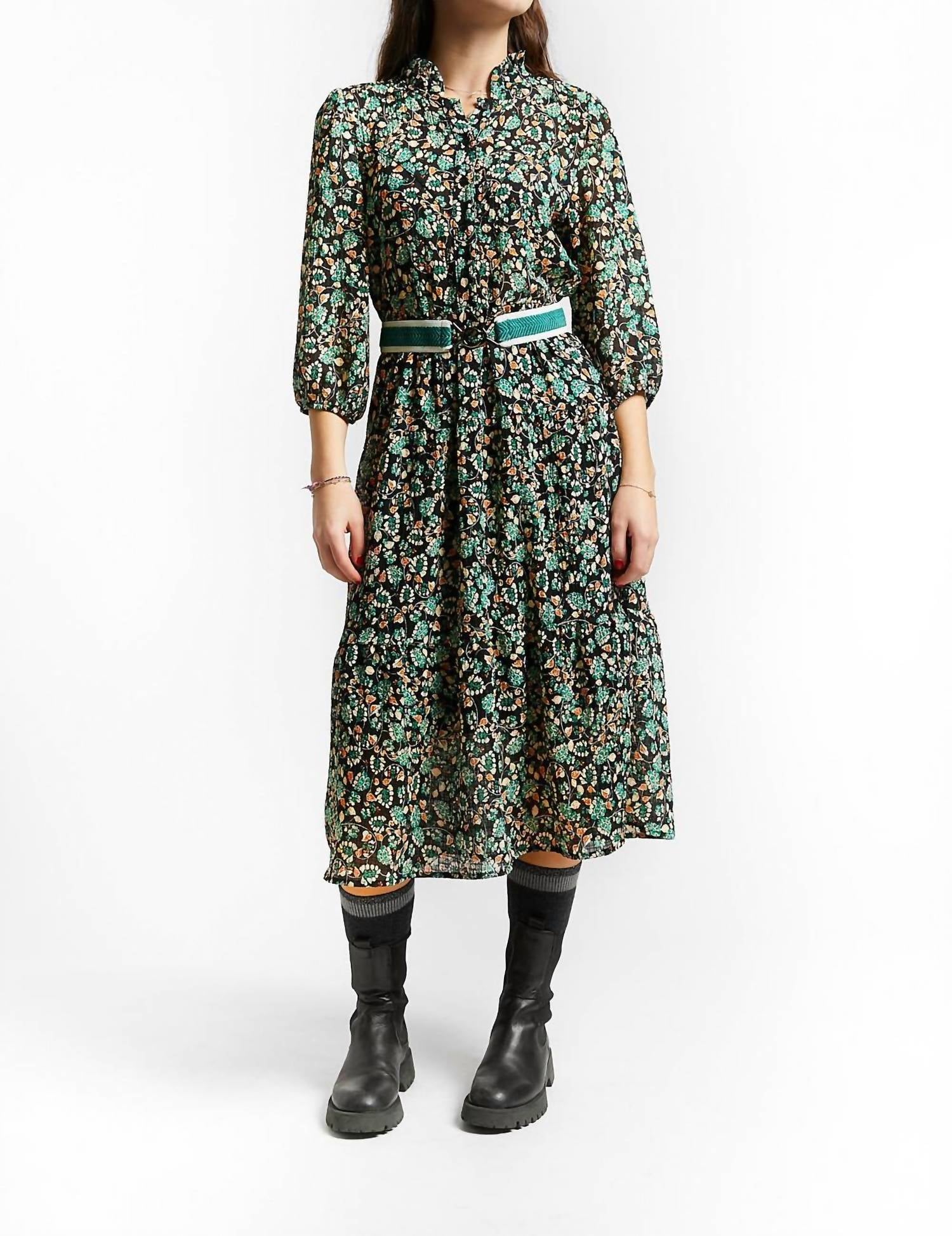 

Длинное платье Ridley для девочек в цвете Prairie Green INDEE