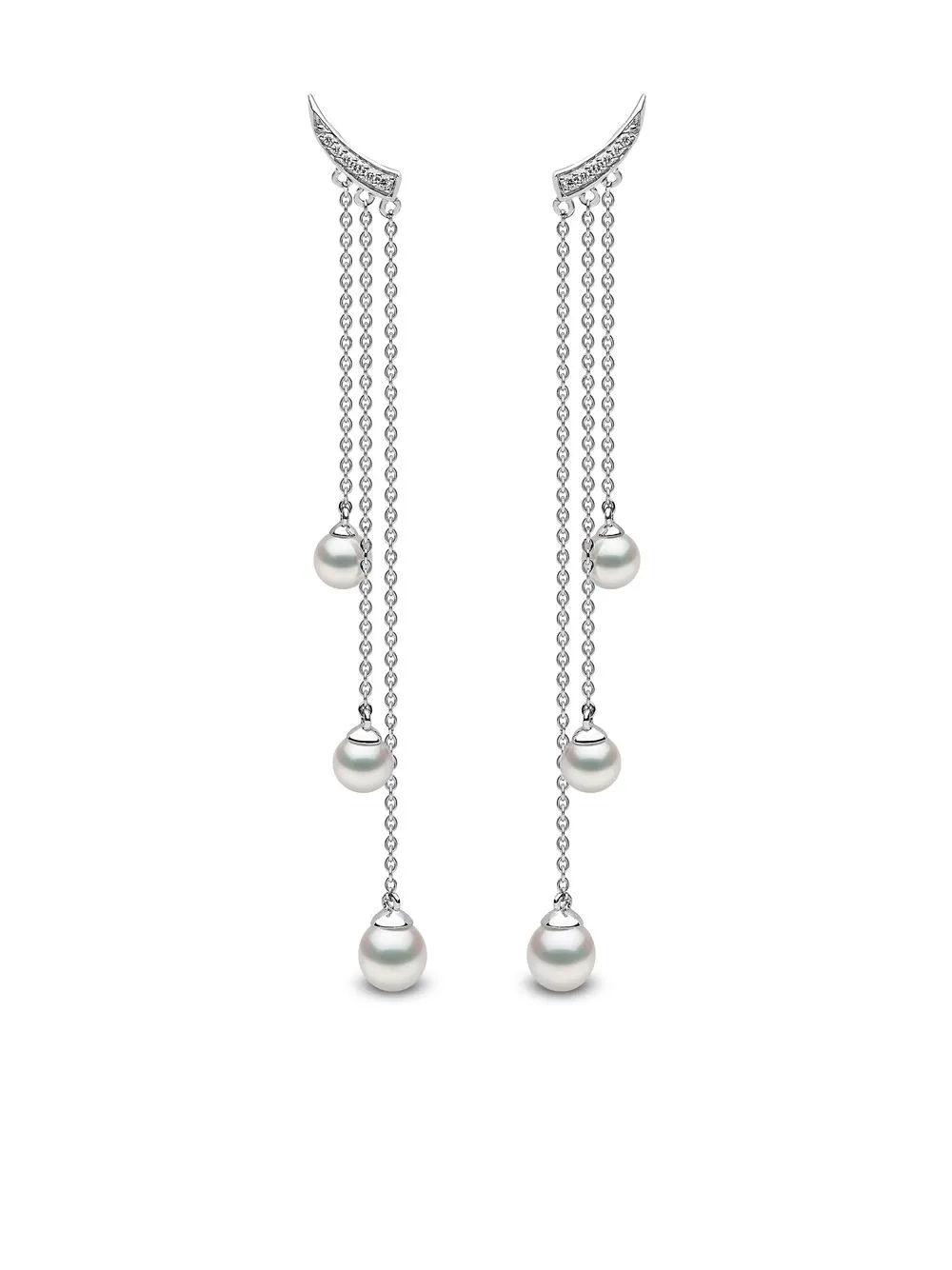 

Серьги-подвески Trend из белого золота с бриллиантами и жемчугом Yoko London, серебяный