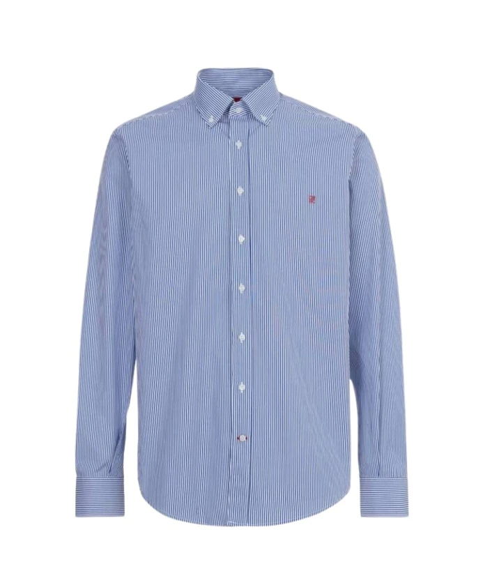 

Полосатая хлопковая рубашка, темно-синяя Carolina Herrera, синий