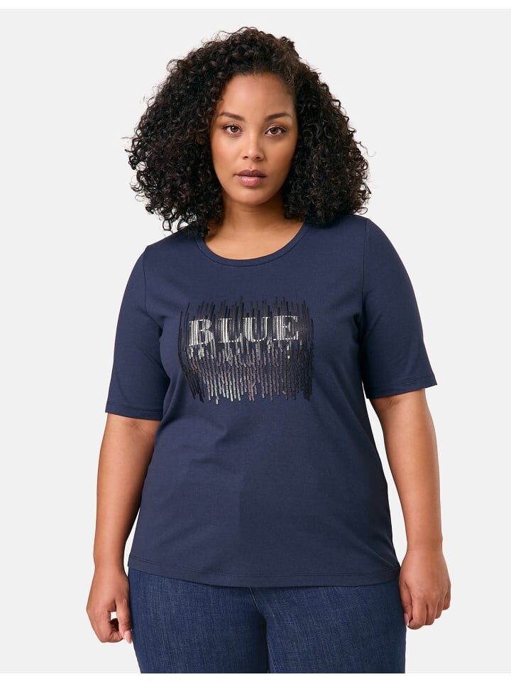 

Футболка SAMOON T-Shirt Kurzarm Rundhals, цвет Dark Lake Blue gemustert