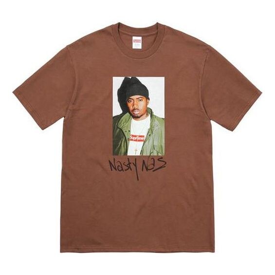 

Футболка fw17 nas tee brown character printing short sleeve Supreme, коричневый