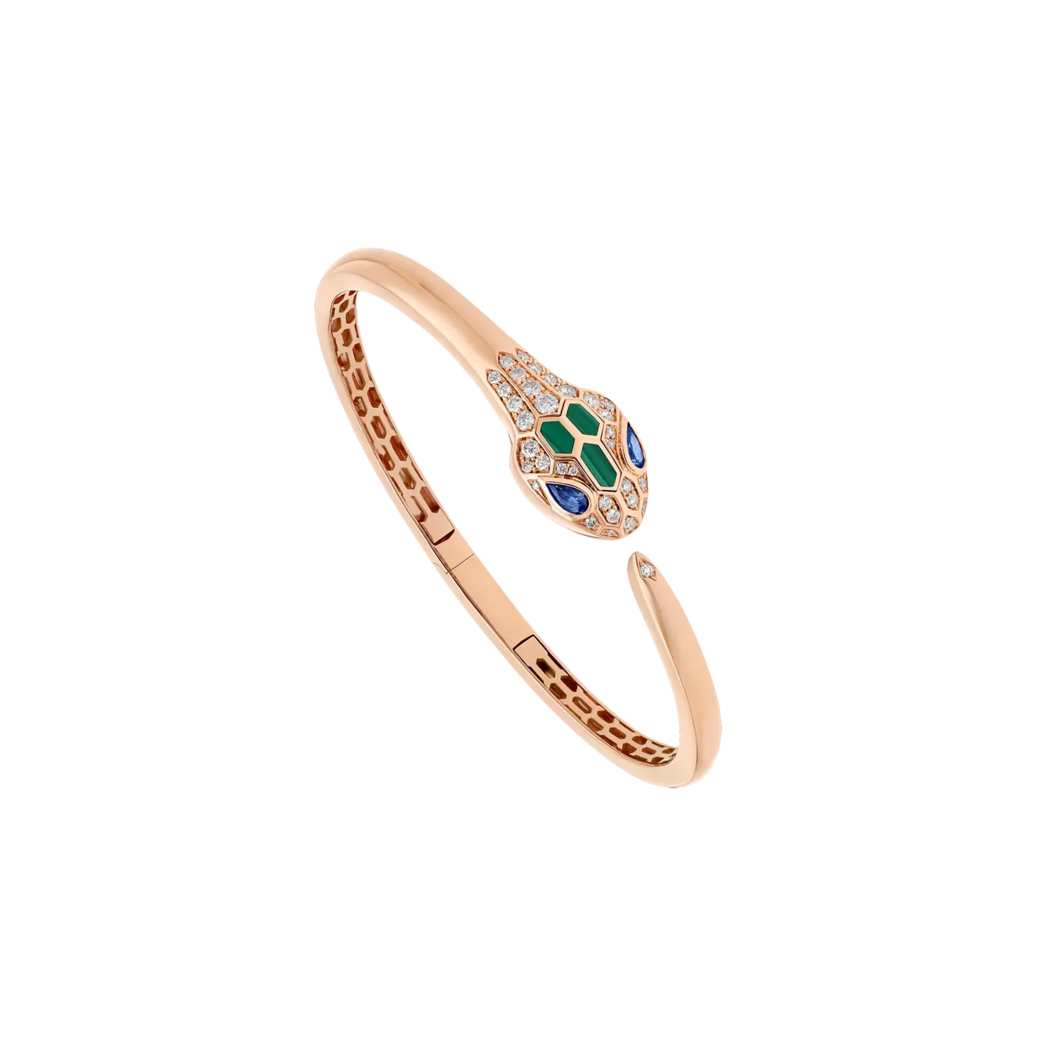 

Браслет «змея» из розового золота с бриллиантами, сапфирами и малахитом Bulgari