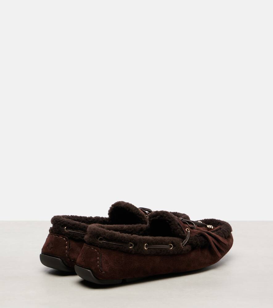Манон замшевые топсайдеры с отделкой из овчины Jimmy Choo, Chocolate/Chocolate — фото 2