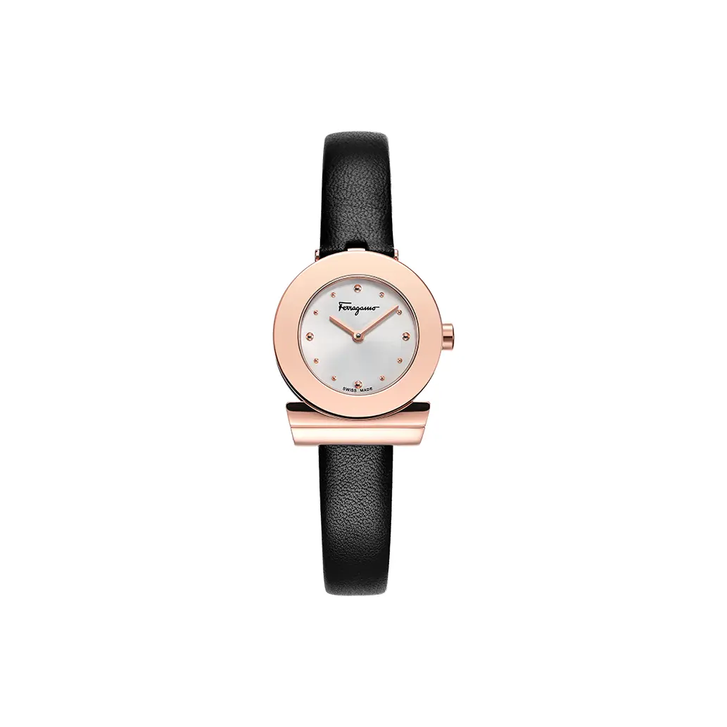 

Ferragamo Часы Wrist Watch Quartz Movement Cow Leather Strap 27mm White Dial Women's Watch, Rose Gold White Dial Black Strap