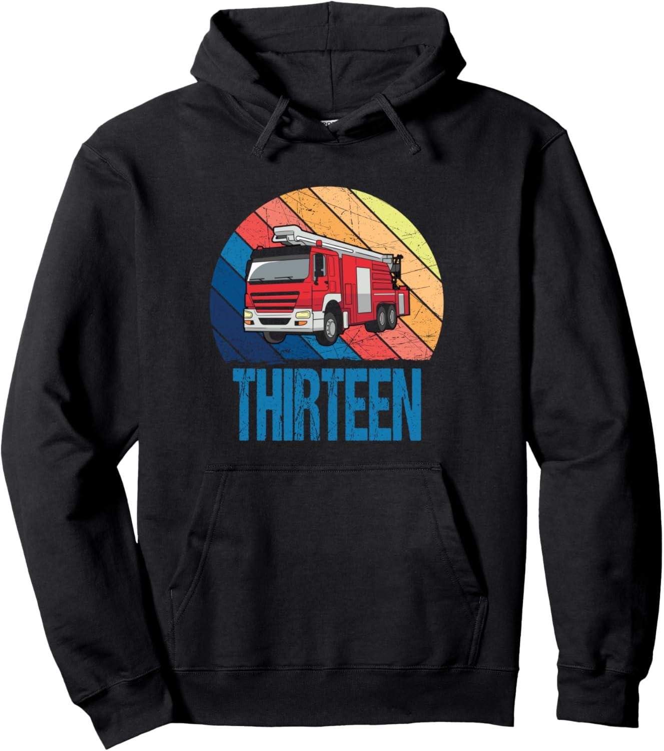 

Толстовка на 13-летие, толстовка для мальчиков с изображением пожарной машины Retro Birthday Boy Firefighter Fire Truck Fireman, черный