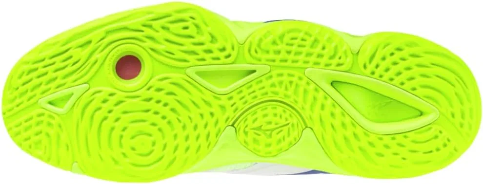 Волейбольные кроссовки Mizuno Wave Momentum Elite Mid, унисекс, белые, синие, желтые, флуоресцентные — фото 4