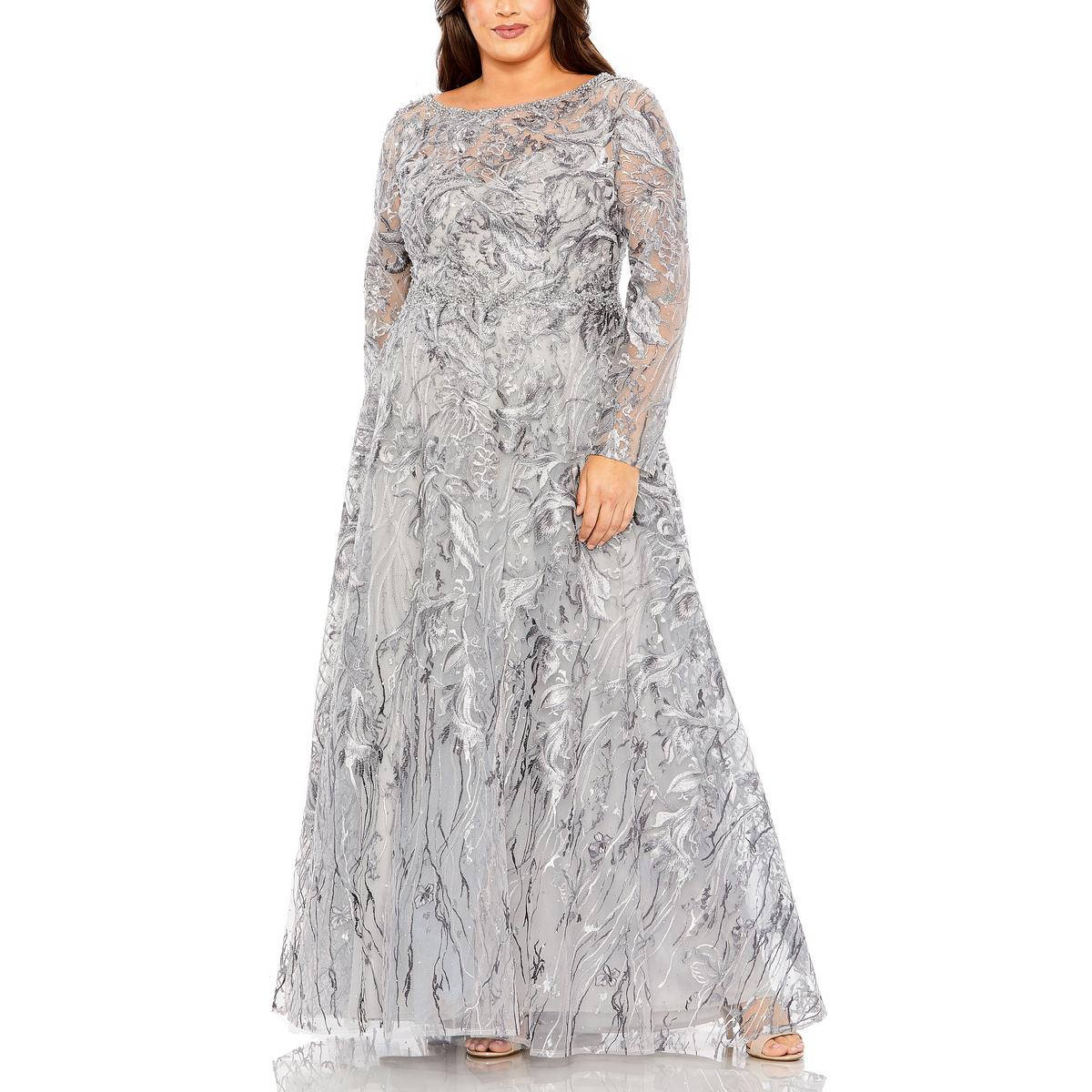 

Длинное вечернее платье с отделкой для женщин Plus Mac Duggal