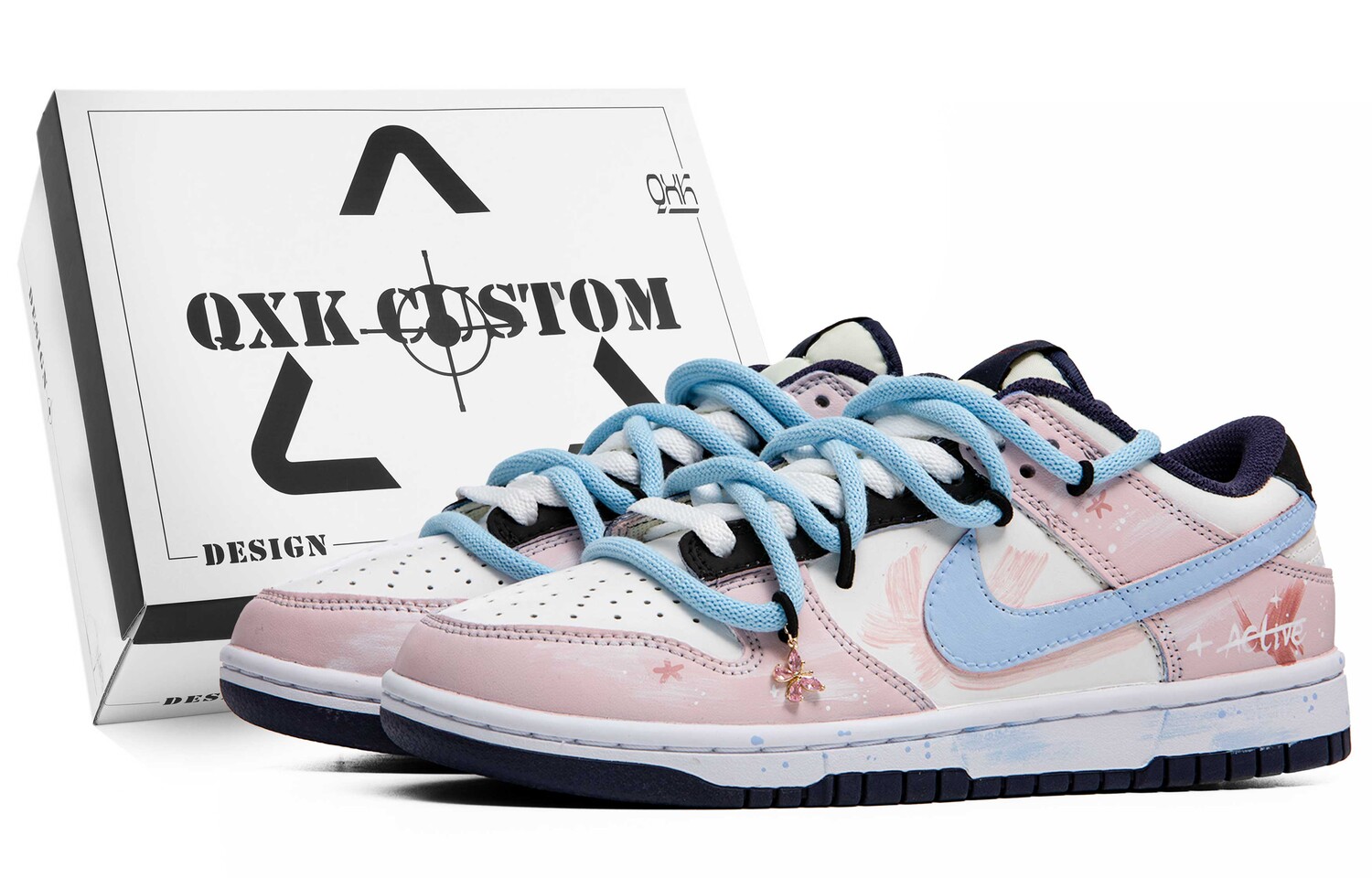 

Кроссовки Nike Dunk Skateboarding Shoes Women's Low-top Pink/white/blue, розовый