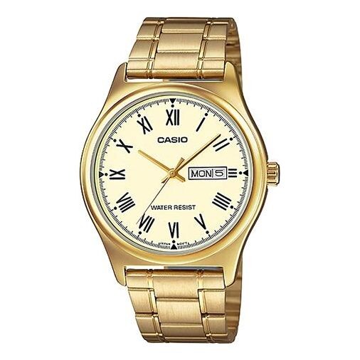 

Часы CASIO Stainless Steel Strap Quartz Waterproof Gold DialGold Strap Mens GoldGold Analog, желтый