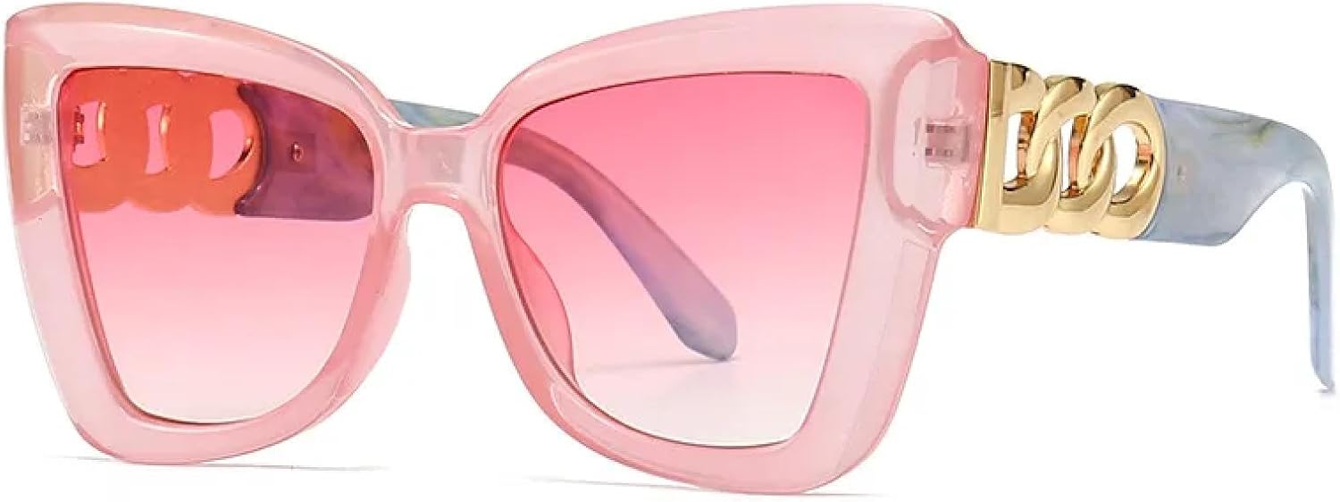 

Роскошные солнцезащитные очки для женщин и мужчин, модные, винтажные, для путешествий, трендовые, с большой оправой, большие, в форме «кошачий глаз» TKKTLLT, Pink Pink