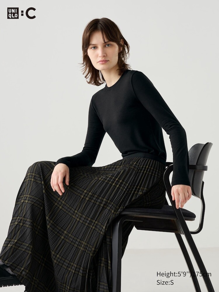 

Лонгслив из теплой смеси кашемира heattech Uniqlo, черный