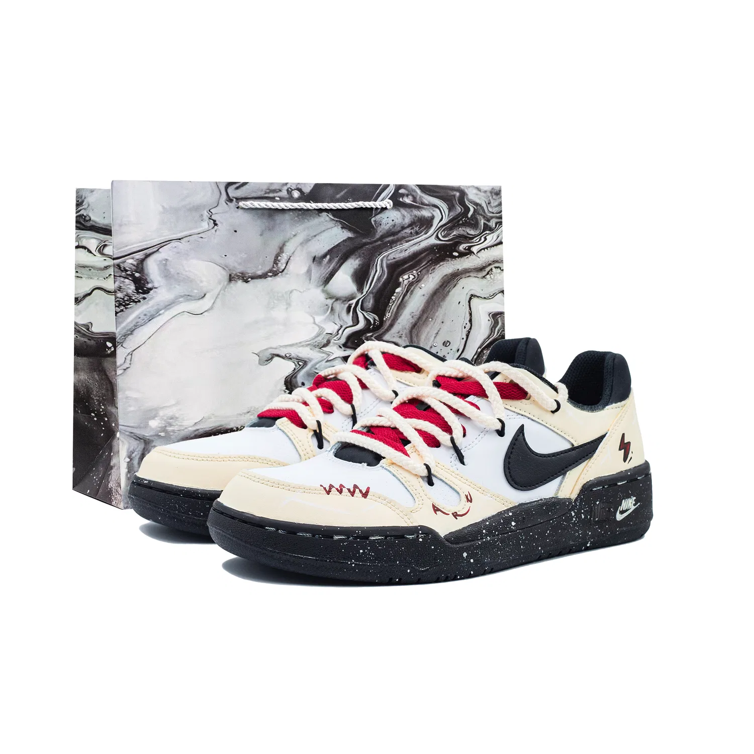 Кроссовки Full Force Low с ручной росписью Nike Beige Yellow