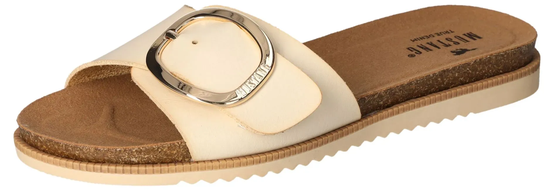 

Мюли Mustang Shoes, летние туфли, тапочки, шлепанцы для бассейна с эффектной застежкой, кремовый