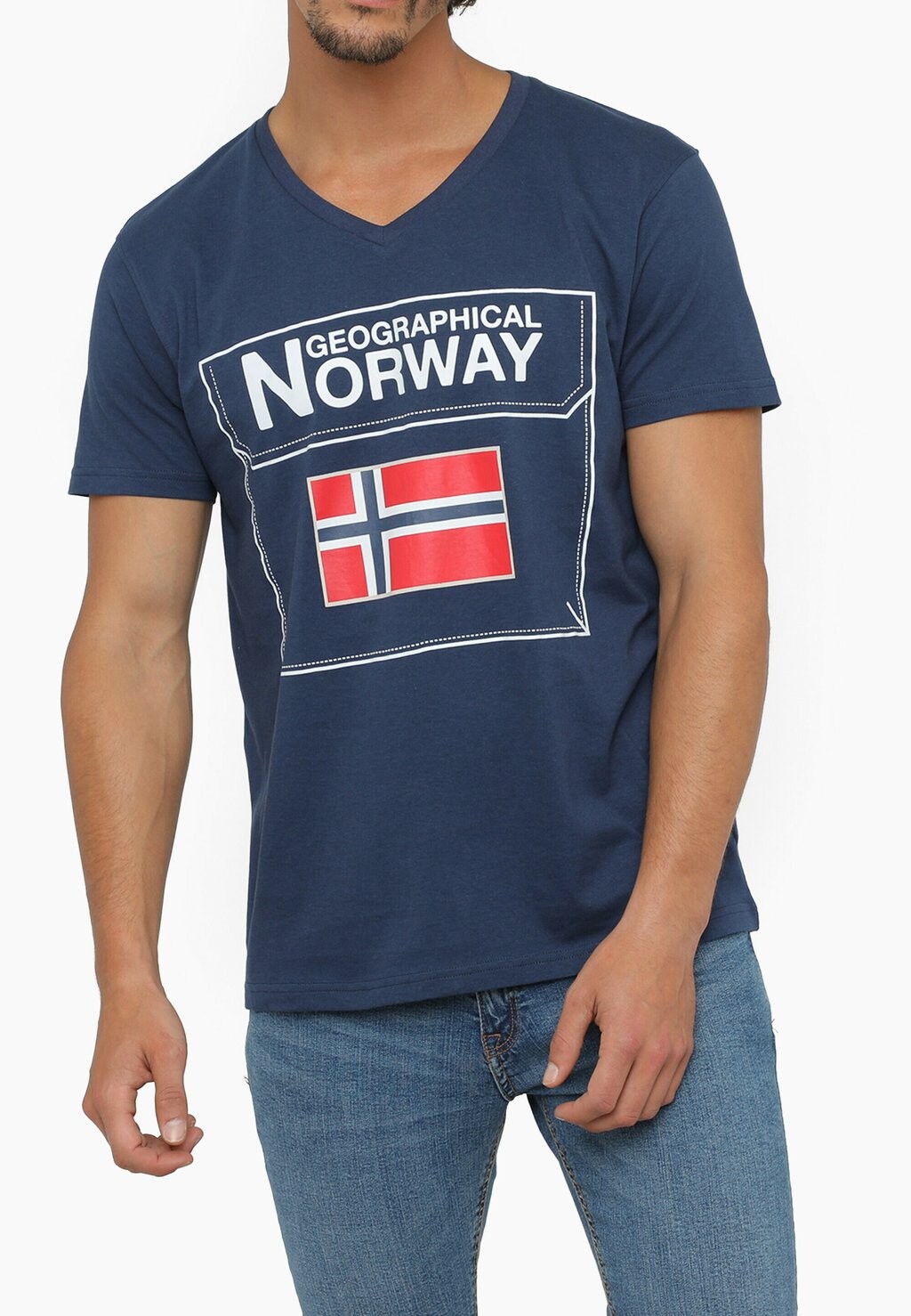 

Футболка с принтом Geo Norway, темно-синяя, Синий, Футболка с принтом Geo Norway, темно-синяя