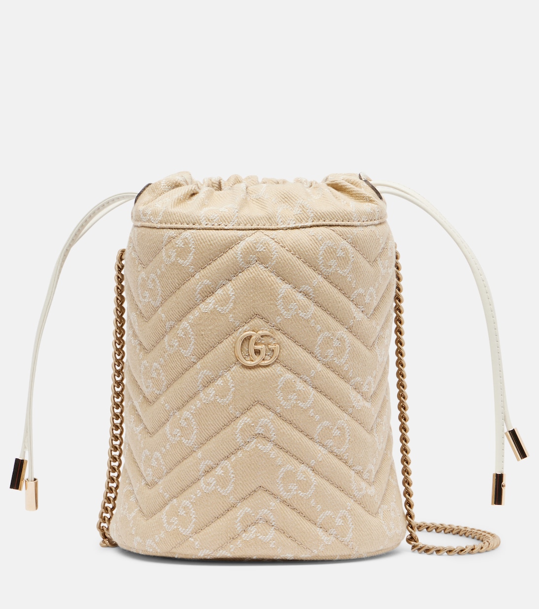 

Мини-ведерко GG Marmont из денима Gucci, Spirit Taupe/Dusty W