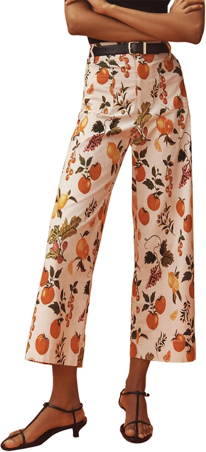 

Женские джинсы с фруктовым принтом, прямые широкие, укороченные MBZJSDKHLK