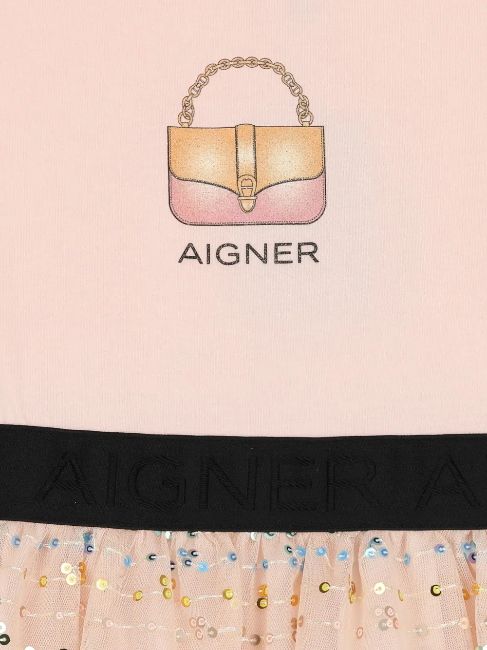 Платье с логотипом, украшенное пайетками Aigner Kids, розовый — фото 3