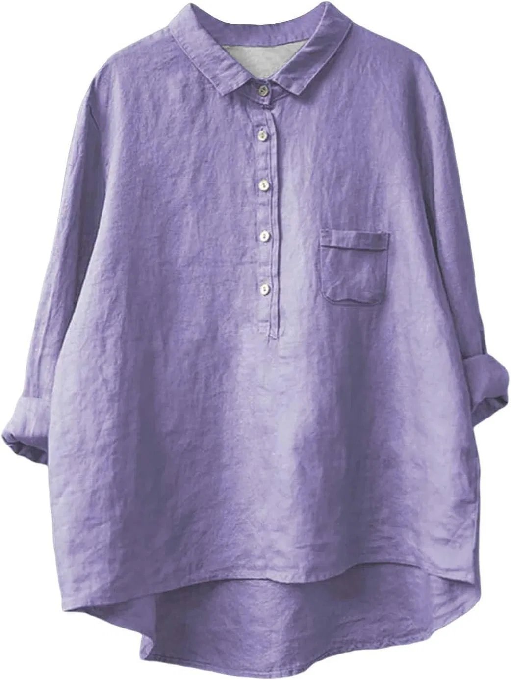 Блуза, лацкан, длинный рукав, Casual, лен, розовое золото