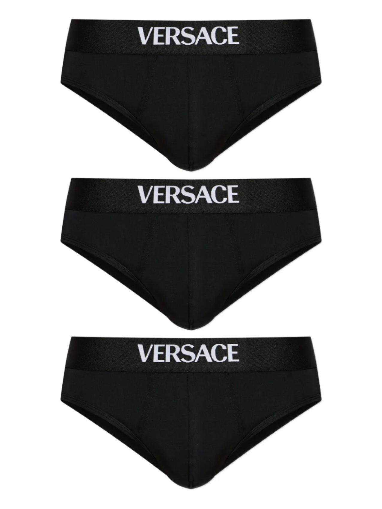 

Трусы-брифы с логотипом Versace на поясе (упаковка из трех штук), черный