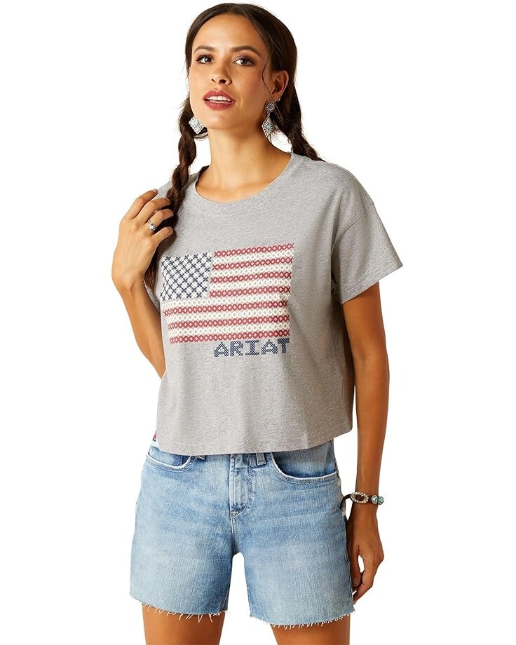 

Футболка Ariat Homespun Flag, цвет Heather Grey