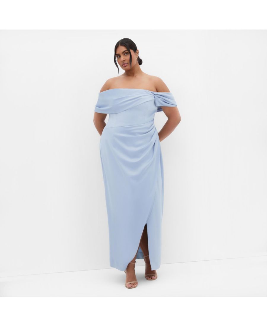

Платье-макси Paloma большого размера с открытыми плечами CITY CHIC, Dusty blue