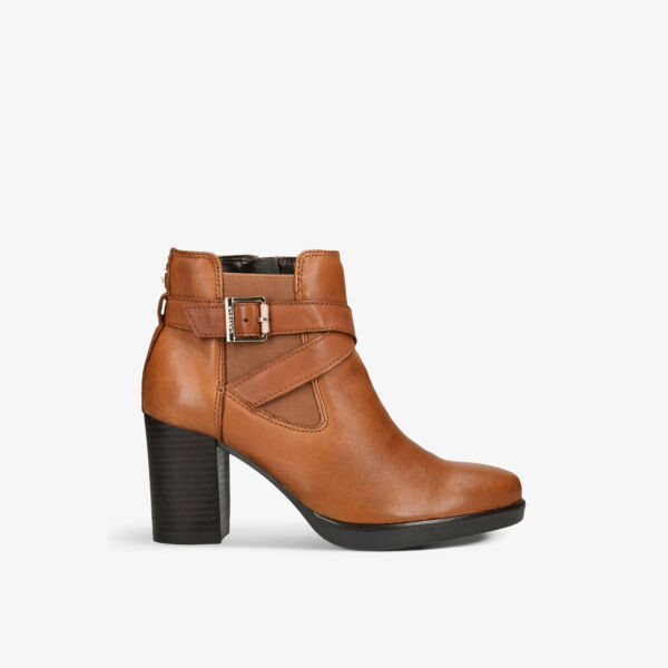 

Серебристые кожаные ботильоны на каблуке с двумя пряжками Carvela, цвет tan