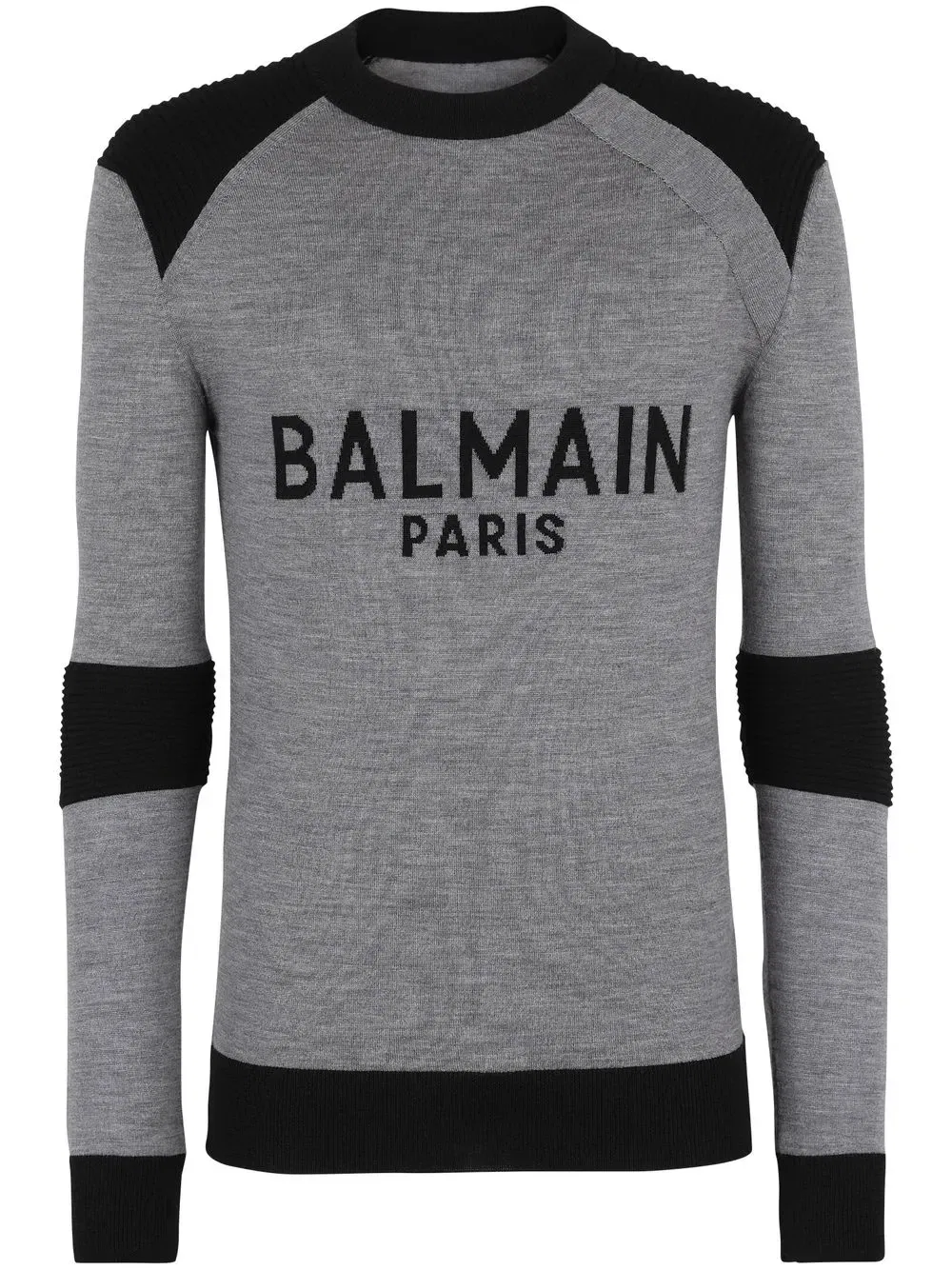 Джемпер с жаккардовым логотипом Balmain, серый