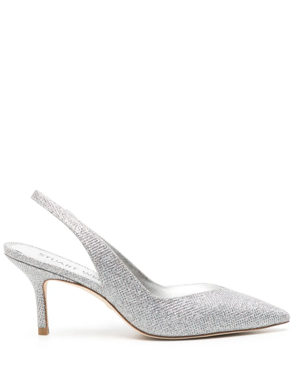 Туфли Eva 75 с ремешком на пятке Stuart Weitzman, серебяный